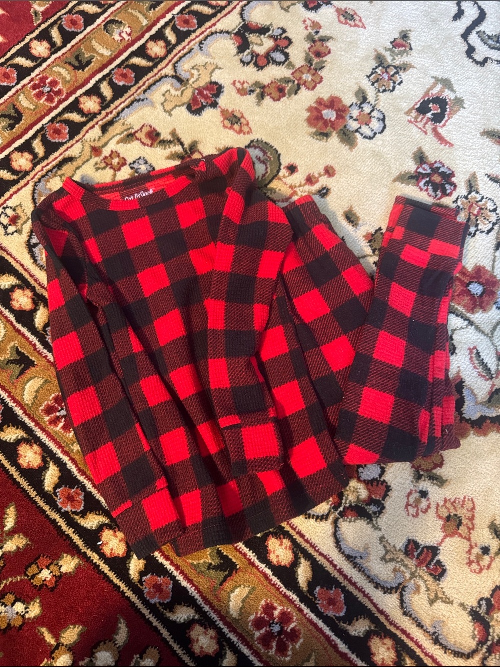 Cat & Jack Red and Black Buffalo Plaid Kids Pajama Set